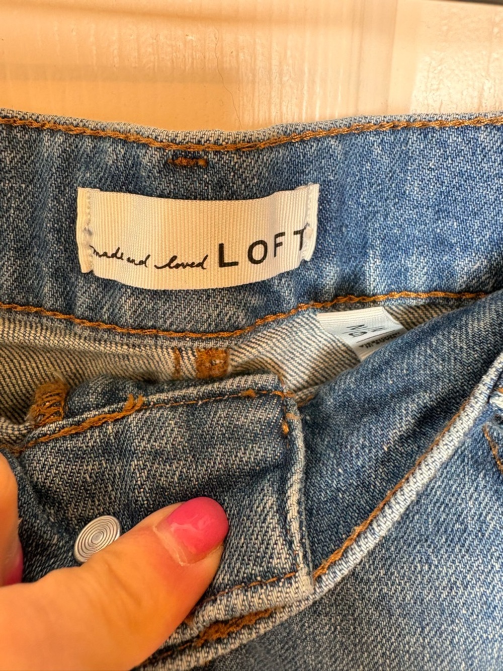 LOFT Blue Denim Cuffed Shorts Casual Classic Summer Preppy Size 26 - Picture 4 of 8